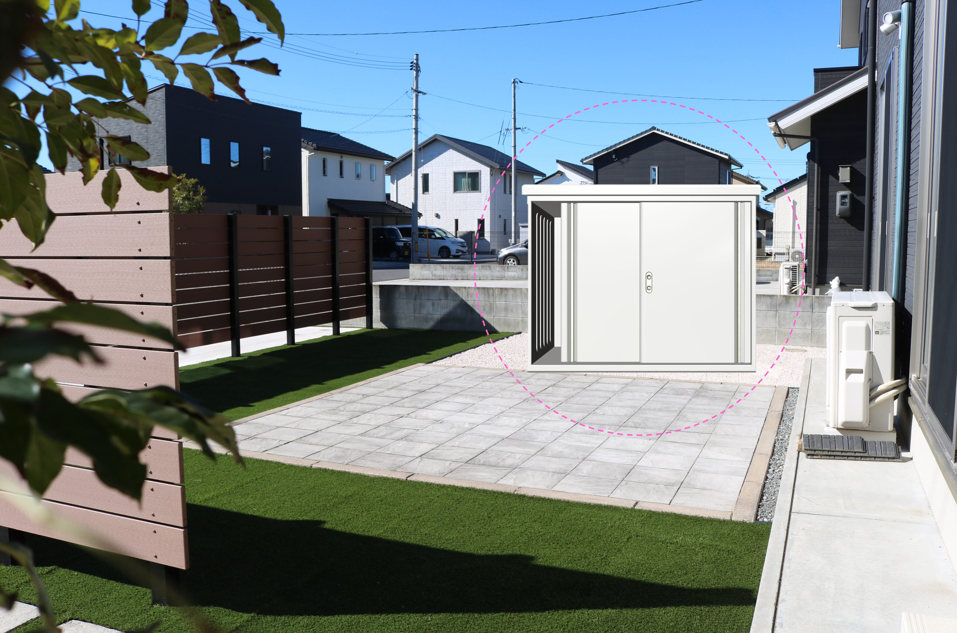 米子市 外構工事 フェンスと駐車場の組み合わせ施工