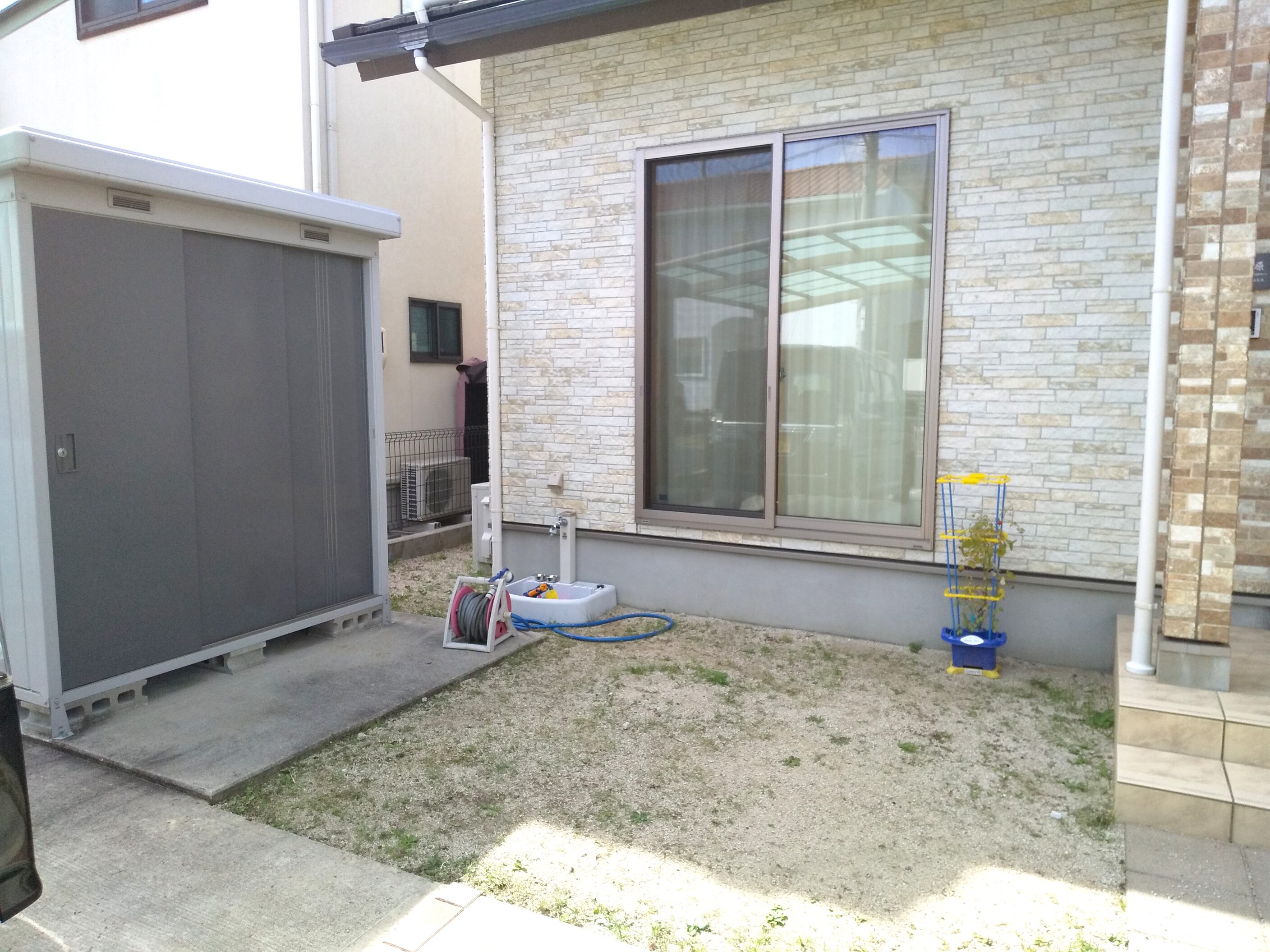 米子市 外構リフォーム 自転車置き場施工前の庭スペース