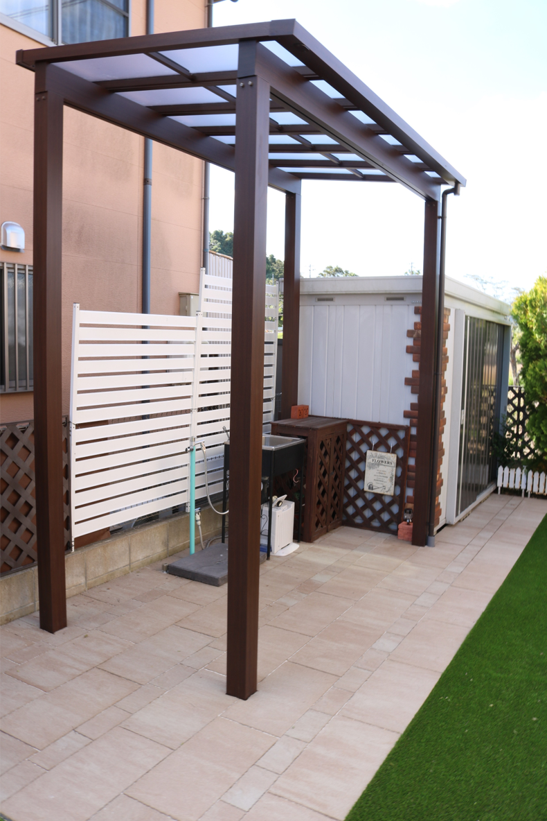 米子市の住宅で子どもが安心して遊べる人工芝の庭施工例