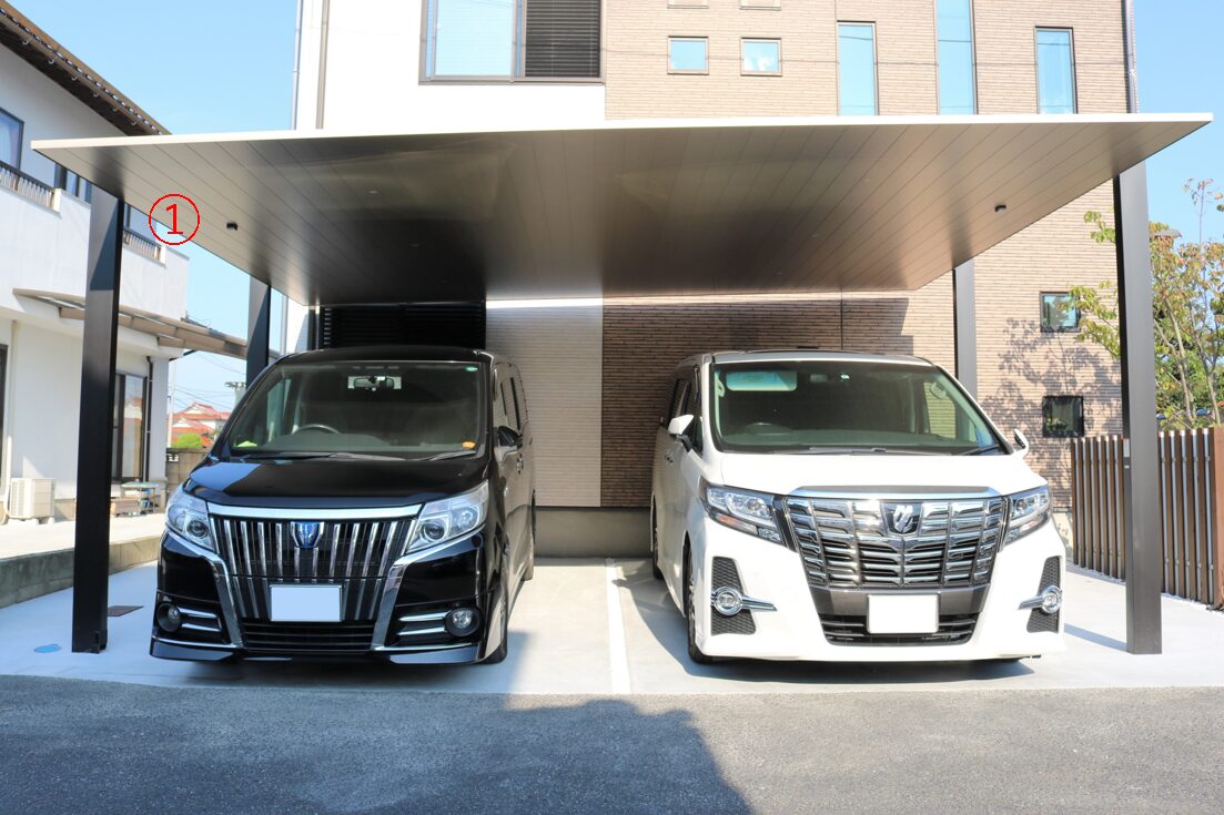 米子市で施工したカーポートのある駐車スペース