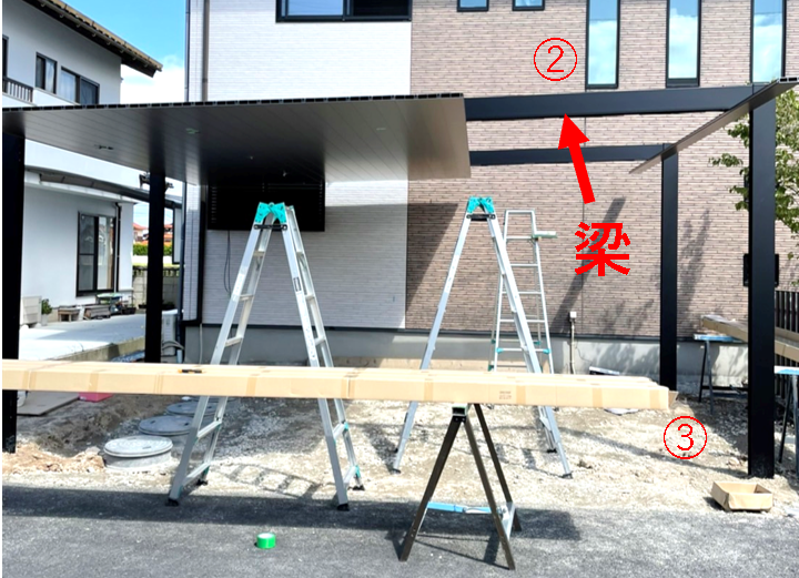 米子市で施工したカーポートのある駐車スペース