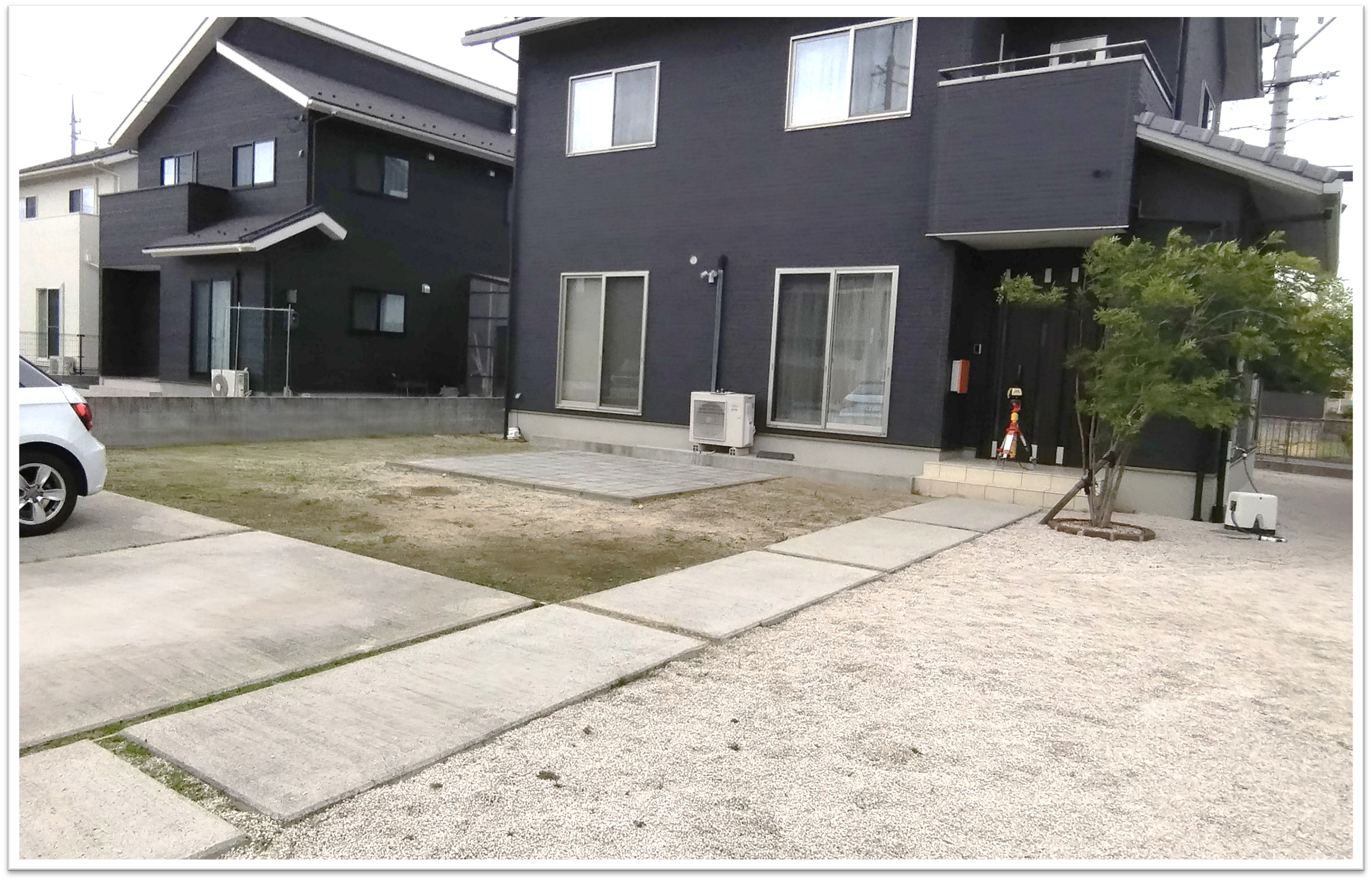 米子市 外構リフォーム前の駐車場全景