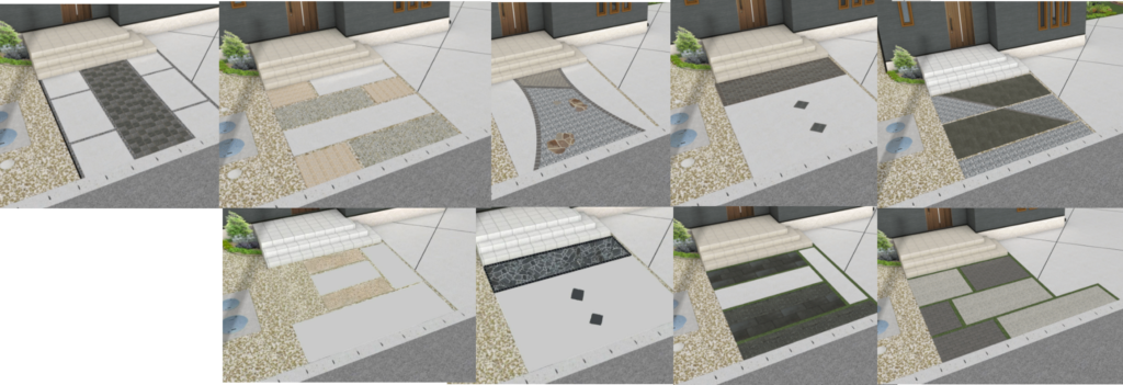 松江市 エクステリア施工 デザイン性の高い玄関前アプローチ」